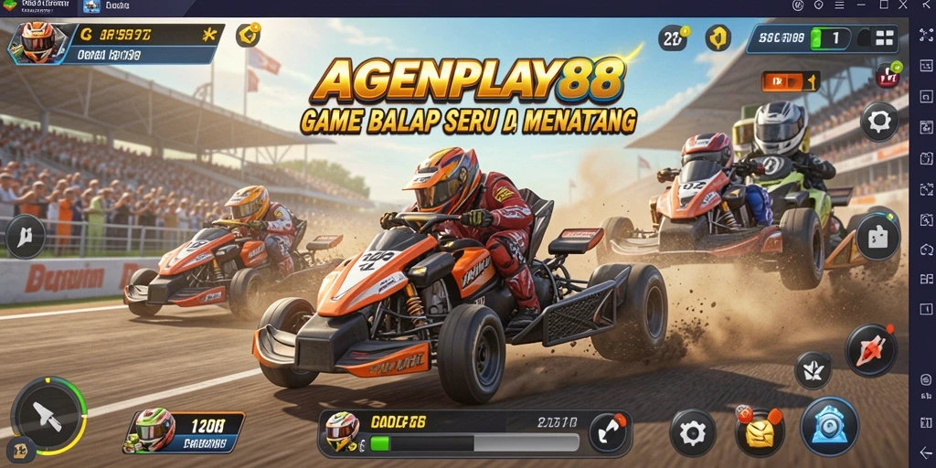 Tangkapan layar gameplay AGENPLAY88 menampilkan aksi balap yang seru dan mendebarkan.