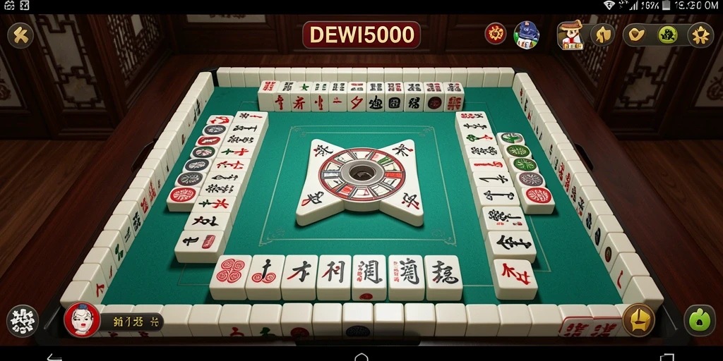 Tangkapan layar DEWI5000 menampilkan suasana gameplay Mahjong yang mendebarkan.