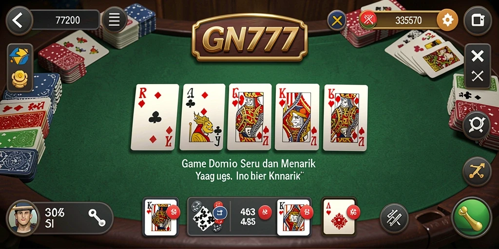 Tampilan gameplay seru dalam aplikasi GN777 game Domino.
