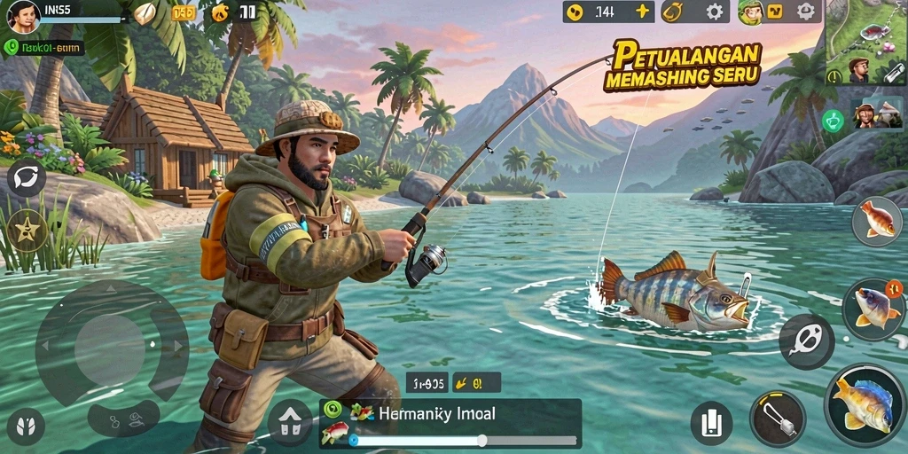 Tampilan menawan dari gameplay INS55 dengan ikan yang beragam.