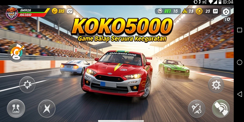 Gambaran gameplay balapan yang mendebarkan di KOKO5000.