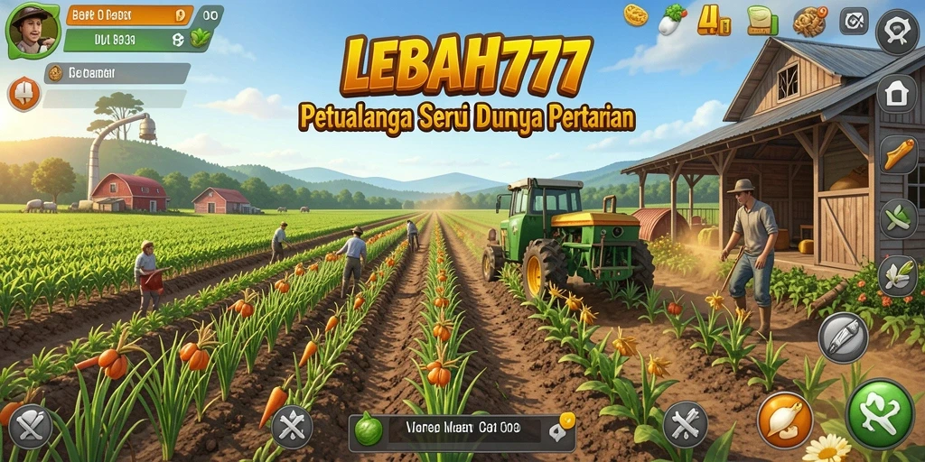 Screenshot utama LEBAH777 dengan tampilan gameplay Farming yang menarik.