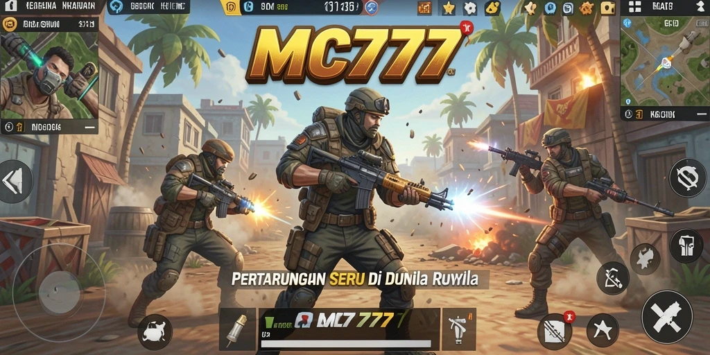 Tampilan seru pertarungan di MC777 dengan gameplay Battle Royale.