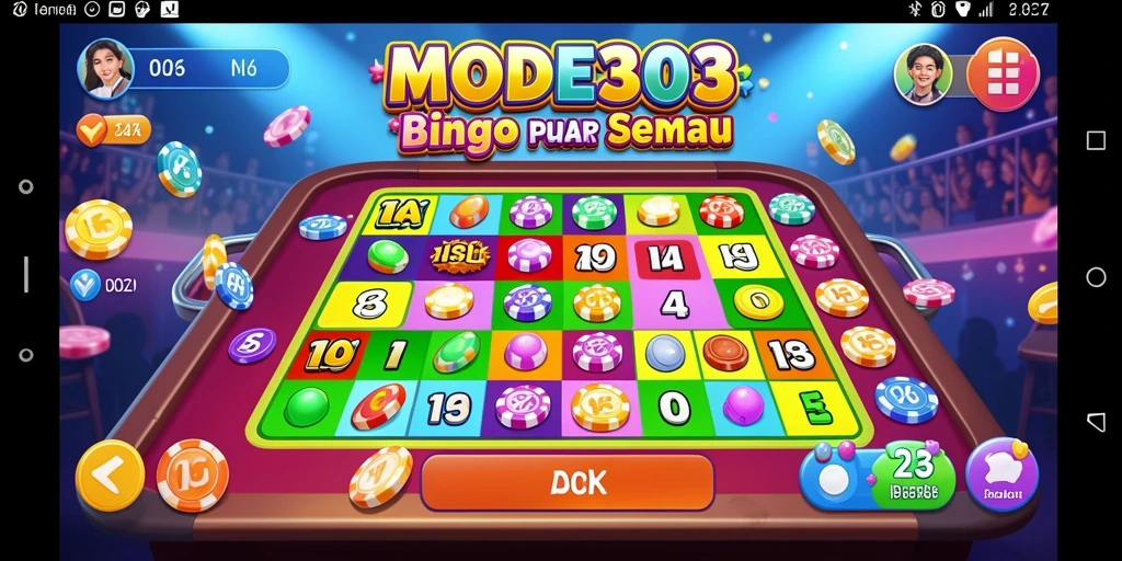 Screenshot utama MODE303 menunjukkan gameplay Bingo yang dinamis.