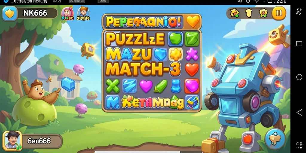 Tampilan gameplay seru di NK666 dengan elemen Match-3 yang menarik.