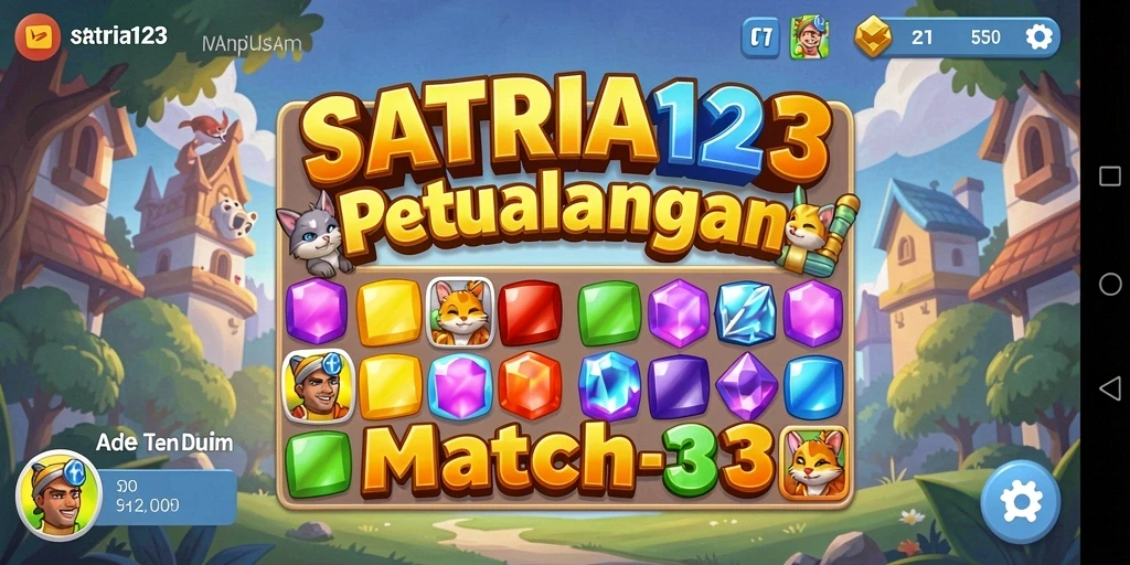 Tangkapan layar SATRIA123 memperlihatkan gameplay seru dan interaksi permata.