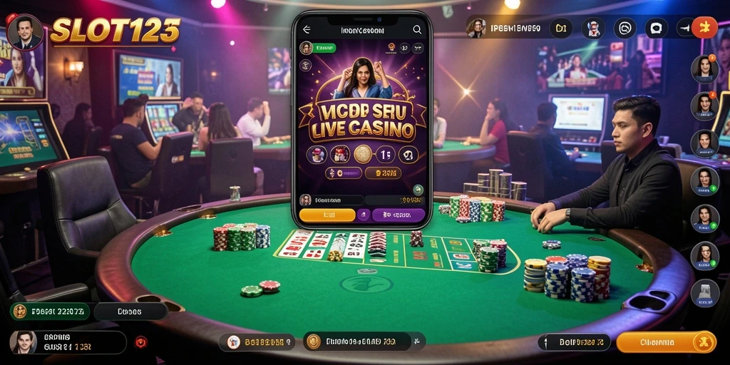 Screenshot gameplay SLOT123 yang mendebarkan di Live Casino.