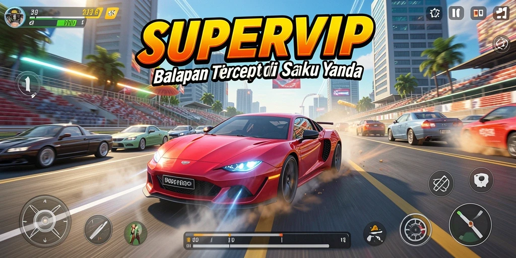Gameplay balapan yang intens dan mendebarkan di SUPERVIP.